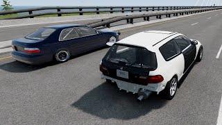 BeamNG Online | 500HP All Motor K24/K20 EG Civic (Nitrous) - Test Passes & Street Drag Racing