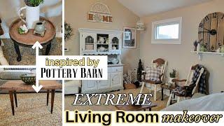 EXTREME LIVING ROOM MAKEOVER INSPIRED BY POTTERY BARN!!~DIY Coffee Table Pottery Barn Dupe