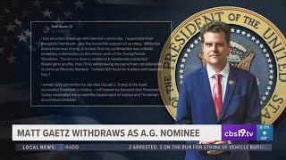 Matt Gaetz withdraws as attorney general nominee