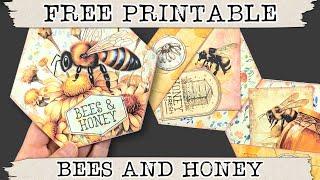Free Printable Bees and Honey Folio Kit | Beginner Junk Journal Freebie