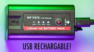 USB rechargeable Sony NPF-970 clone batteries, recharge these without a charger!