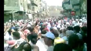 Hama  June 3, 2011  Demonstration  Fire erupts  Cameraman shot in the foot