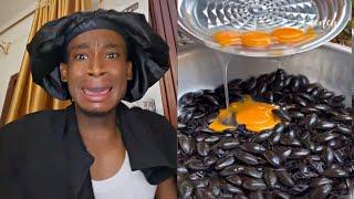 See Austinecruise reaction to fried black cockroach!‍️‍️ Will you eat this???