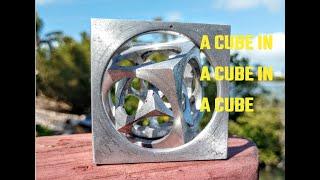 Machining Aluminum with Wood turning tools . A cube in a cube in a cube . AKA Turners Cube