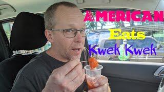 American First Time Eating Kwek Kwek | Street Food