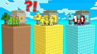 JJ Family vs Mikey Family vs Banana Kid Family on CHUNK Survival in Minecraft! (Maizen TV)