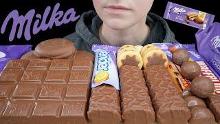 ASMR Milka Chocolate *Cream Cake, Giant Crispy Yogurt Bar, Milk Cake Rolls, Star Cookie, Caramel Bar