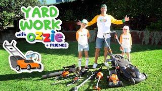 NEW Lawn Mowing Fun For Kids with Ozzie | Yard Work & Toys For Children | Learn About Power Tools