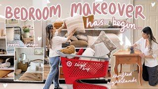 starting the BEDROOM MAKEOVER! shop with me, thrifting nightstands + new decor