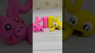 I Made yellow rainbow friend with pink piggy clay animation #roblox #rainbowfriends #clayanimation