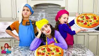 Matteo and Gabriella Teach DeeDee How to Make Pizza | Funny Video For Kids