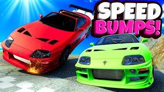 We Tested Cars Against EXTREME Downhill Speed Bumps in BeamNG Drive Mods!