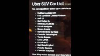 Uber SUV car list