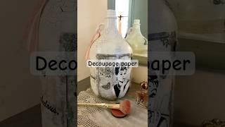Re-cycling wine carafe into a unique home decor item  #recycling #decoupage #homedecor
