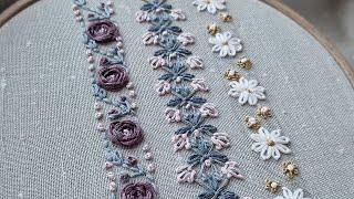 Flower stitches - Border Embroidery - Easy Floral Ornament