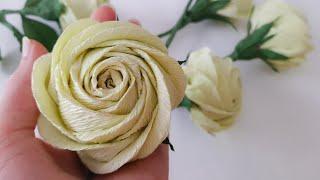 Twisted Rose Paper Flower - DIY Crepe Paper Flowers - Làm Hoa Hồng Xoắn Giấy Nhún