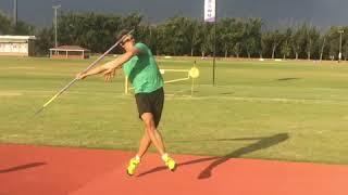 Adam Helcelet Javelin Throw side view training camp 2018