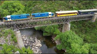 Taieri Gorge Train at Hindon Road and rail bridge