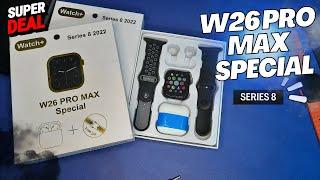 W26 Pro Max Special Series 8 2022 Unboxing | Watch with Pro Wireless airpods | Series 8 Clone