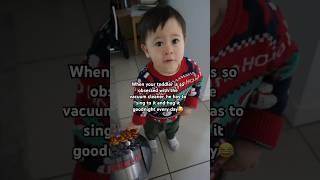 toddler loves singing to his vacuum cleaner #1yearold