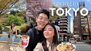 First Day Exploring Tokyo  | Seeing Cherry Blossoms, 7/11 Breakfast, Shinjuku National Garden