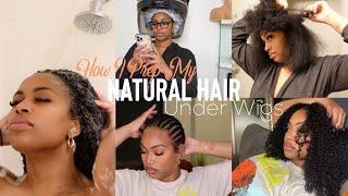 HOW I PREP MY NATURAL HAIR UNDER MY WIGS : Wash + Treatment + Braids + Wig Install | ft. Klaiyi Hair