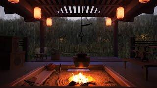 I'm protecting this place, so you can sleep | heavy rain sound | bonfire sound