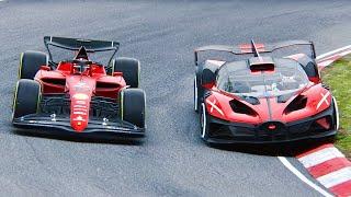 Bugatti Bolide vs Ferrari F1 2022 F1-75 at Nordschleife