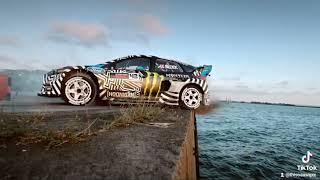 Ken Block's GYMKHANA NINE: Raw Industrial Playground wheel lift on water stunt.