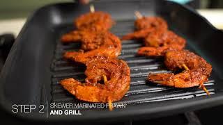 Skewered Masala Prawns with Curry Tree Fish Fry Paste. Ready to cook.  #saltforcooking नमक video: