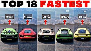 Top 18 Fastest Lamborghini Cars - Forza Horizon 5 | DOWNHILL EXTREMELY Top Speed Challenge