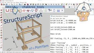 เริ่มต้นสร้างโมเดลใน SketchUp สร้าง PomYam อาคารหลังน้อยด้วย StructureScript ของ chakkree_tools