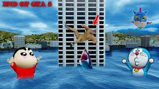GTA V: Franklin & Shinchan Got Trapped 1000ft Scariest Tsunami Craziest Day Ever