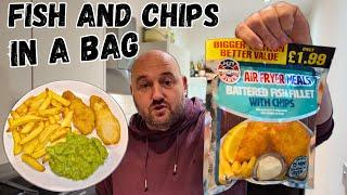 Reviewing FISH AND CHIPS IN A BAG - Only £1.99 - Made for the Air Fryer - 6 DIFFERENT TYPES OF FISH