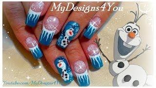Disney, Olaf, Frozen Nail Art Design | Winter Nails  Снеговик Олаф Дизайн Ногтей