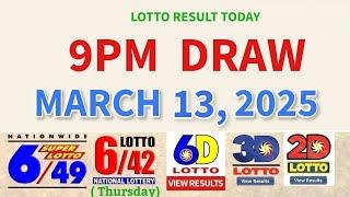 Lotto Result Today 9pm Draw March 13, 2025 Pcso