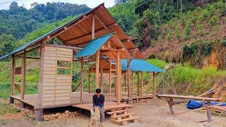 Building Stairs for the Front Porch on My Off Grid Log Cabin | Wooden wall started to be built.