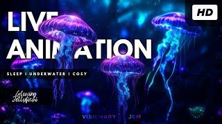 Glowing Jellyfish Tank🪼| Neon | Ocean | Cosy | Underwater Sounds |Sleep Music | Calming 