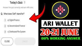 Ari Wallet Today Quiz 20-21 June | Ari Wallet Quiz Today |Arichain Wallet Quiz Answers Today |Xenea