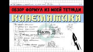 Формулы кинематики │Часть 2. Обзор моей тетради по физике