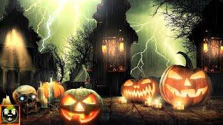  HALLOWEEN THUNDERSTORM SOUNDS with Rain, Thunder and Spooky Background Noises  | 10 Hours