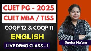 CUET PG  MBA 2025 | TISS 2025 | ENGLISH LIVE CLASSES - 2025 FOR MBA ENTRANCE EXAMS BY SNEHA MA'AM