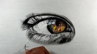 Drawing realistic eye - timelapse | Ahmed Essa