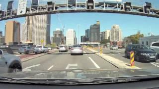 Drive across the Sydney Harbour Bridge and ANZAC Bridge, Sydney Australia