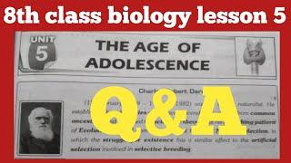 8th Class biology lesson 5 Question answers/The age of adolescence/@kthyoutube152