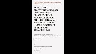 EFFECT  OF  BIOSTIMULANTS  ON  CHLOROPHYLL  FLUORESCENCE PARAMETERS  OF  BROCCOLI  (B... | RTCL.TV