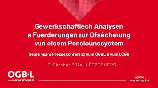 Gewerkschaftlech Analysen a Fuerderungen zur Ofsécherung vun eisem Pensiounssystem