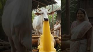 Grandmother cow gives millions of liters of orange and mango juice  #ai #cow #shorts #cartoon