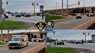 Critical Police Escort For Ambulance - O.P.P. & Essex-WindsorEMS - Lights & Sirens