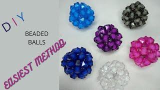 How to make beaded ball with 30 beads //DIY Round beaded Keyholder (Beginner Friendly)